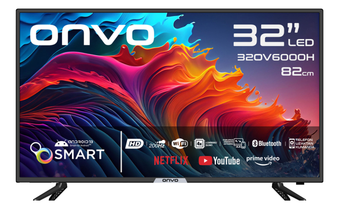 ONVO 32OV6000H 32" 82 EKRAN ANDROİD SMART UYDULU HD READY LED TELEVİZYON