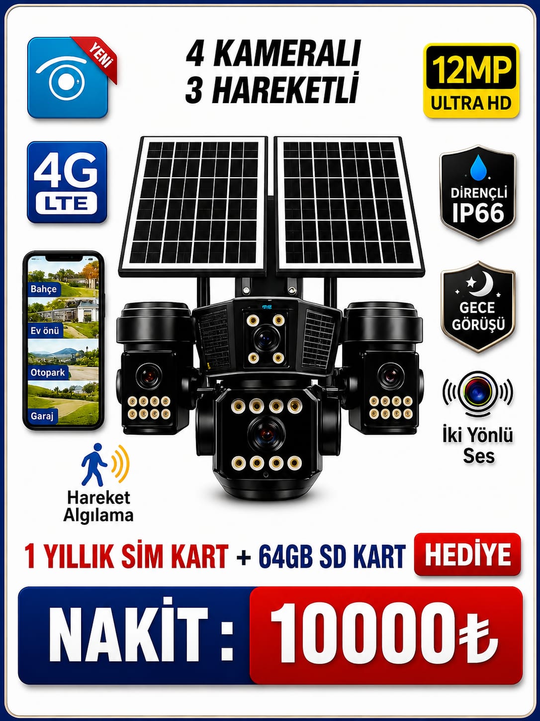 OK-333 PREMiUM4G 4 LENS AOV SOLAR ÇİFT PANEL