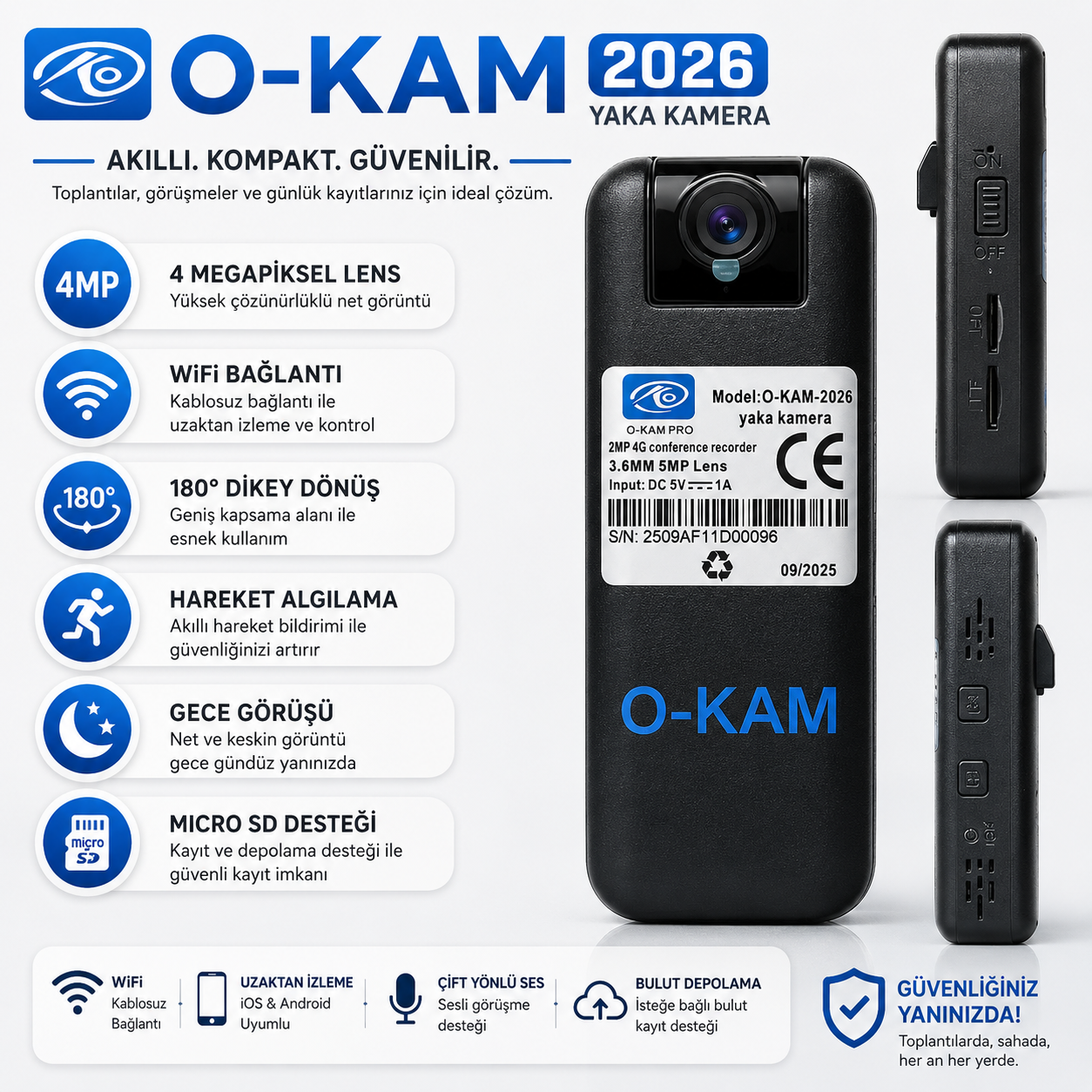 O-KAM-2026 YAKA KAMERASI 4G (BATARYALI)
